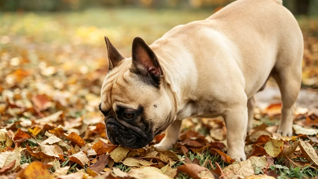 A reputable breeder evaluating a French Bulldog puppy's body structure and back alignment.