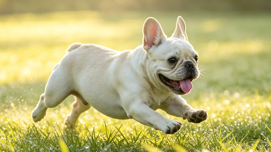 French Bulldog eating balanced protein diet meal