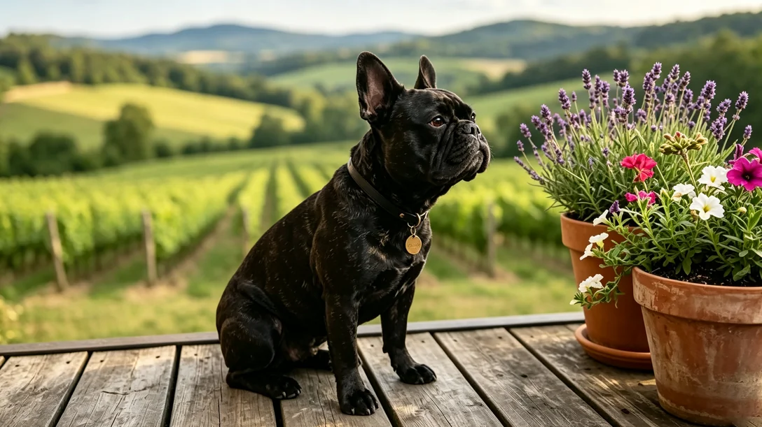 Healthy adult French Bulldog dealing with breed-specific health issues