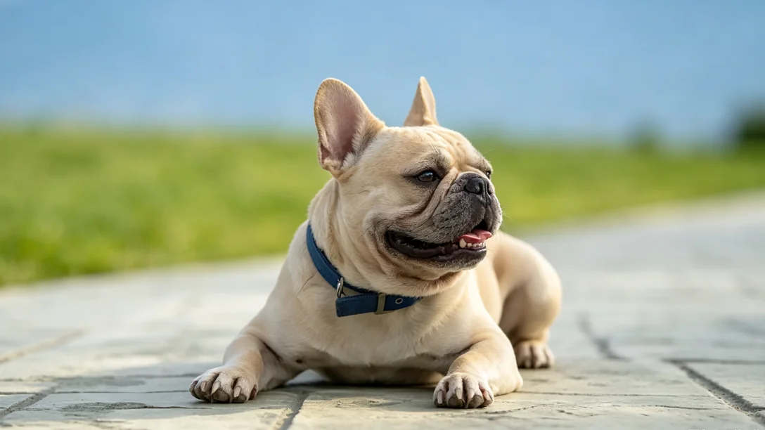 Healthy French Bulldog feeding portion