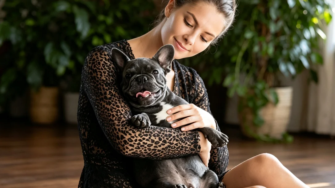 Checking Frenchie face rubbing and paw licking for skin problems