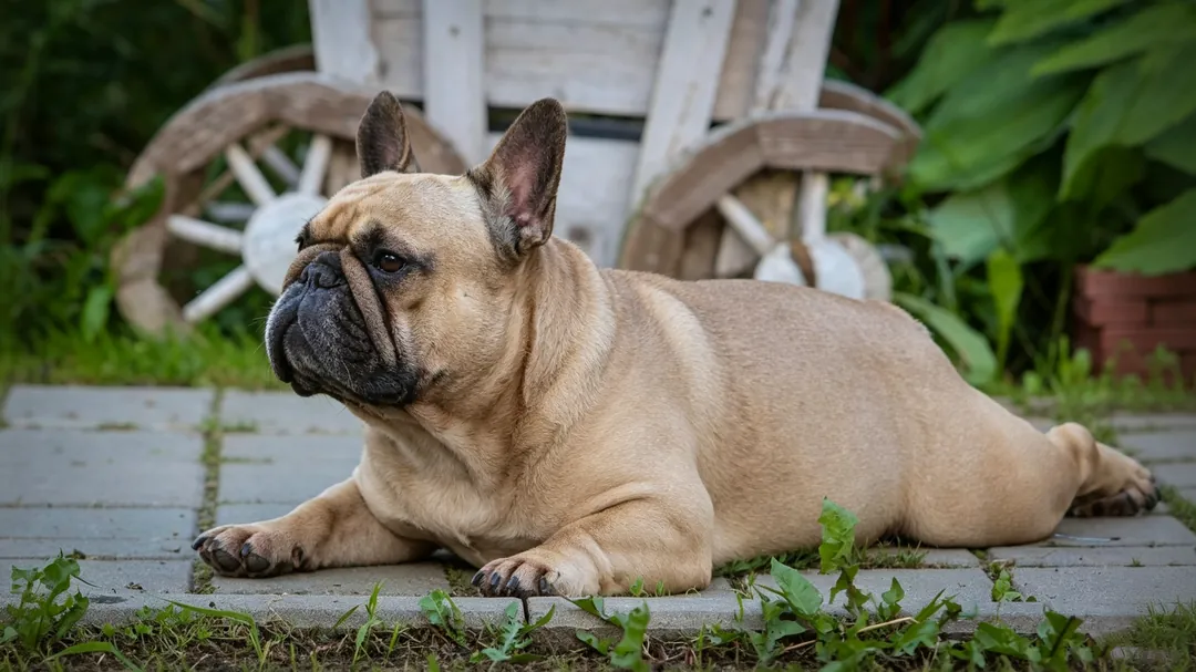 French Bulldog puppy redirecting teething bite onto safe pliable rubber chew toy