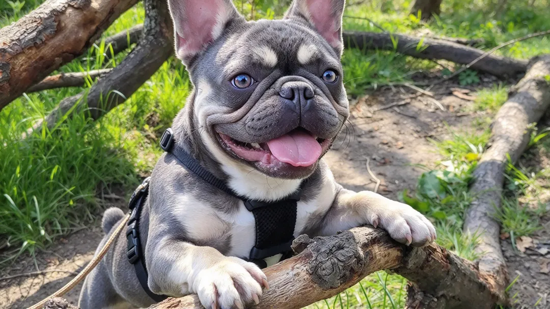 French Bulldog puppy standing on digital scale next to a growth tracking chart