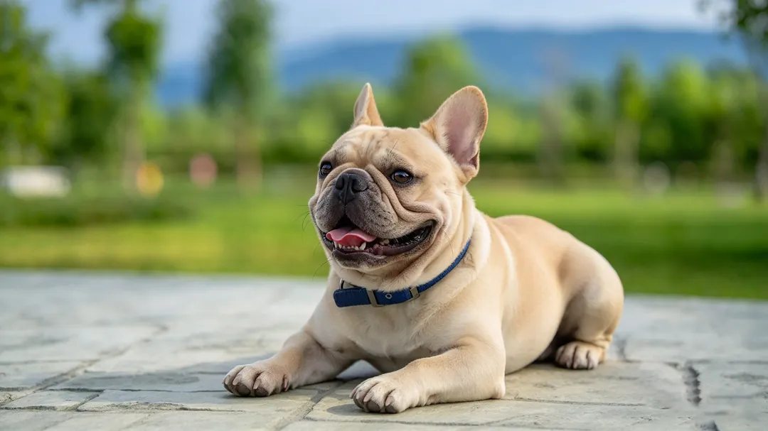 French Bulldog puppy walking confidently across tactile outdoor surfaces during sound desensitization training